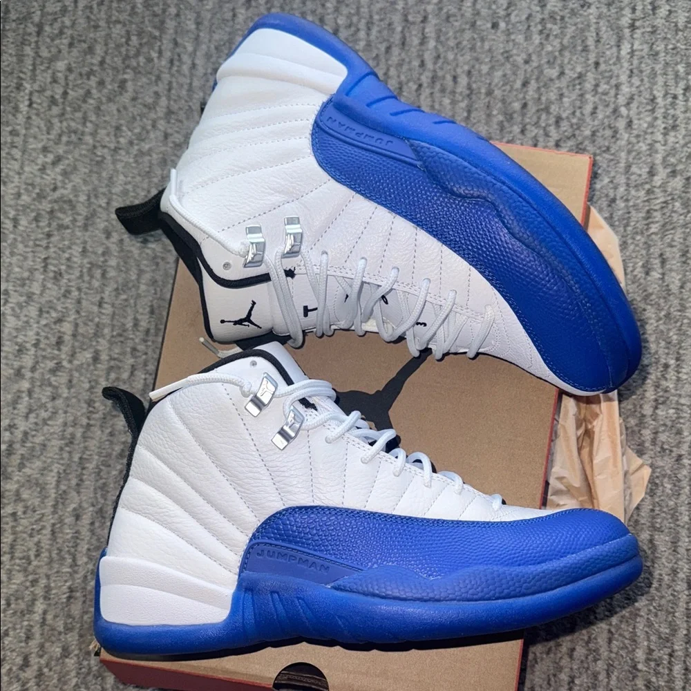 Jordan 12s Sneakers White and Blue - Picture 4 of 6